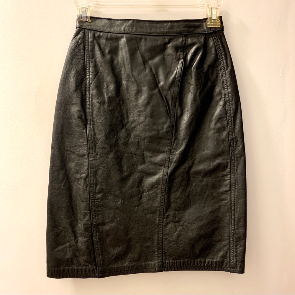 80s Vintage 100% Genuine Leather Skirt